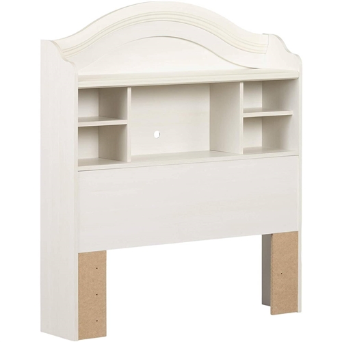 Twin size Bookcase Headboard in White Wash Finish