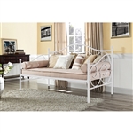 Twin size White Metal Daybed with Scrolling Final Detailing - 400 lb Weight Limit