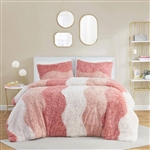 Twin/Twin XL Pink Blush White Reversible Soft Sherpa Faux Fur 2-PC Comforter Set
