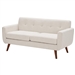 Modern Mid-Century Beige Cotton Polyester Upholstered Sofa Loveseat