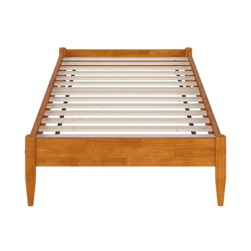 Twin Size Solid Hardwood Victorian Style Natural Platform Bed