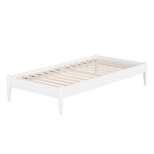 Twin XL Solid Hardwood Victorian Style White Platform Bed