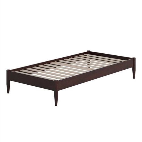 Twin XL Solid Hardwood Victorian Style Espresso Platform Bed