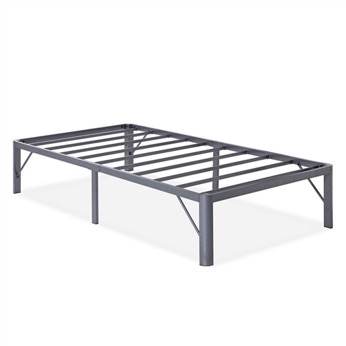 Twin XL Heavy Duty Grey Metal Platform Bed Frame with Round Corners
