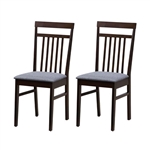 Set of 2 - Classic Sturdy Wood Dining Chair with Grey Upholstered Seat Cushion