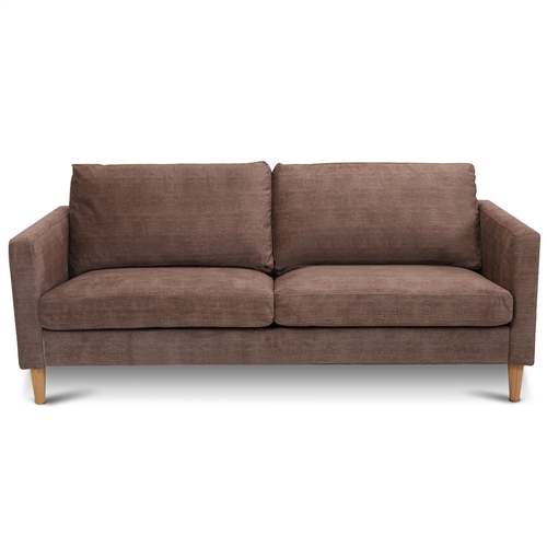 Modern Light Brown Coffee Fabric Mid-Century Style Sofa with Wood Legs