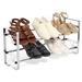 Chrome 2-Tier Modern Metal Shoe Rack - Hold up to 7 Pair of Shoes