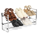 Chrome 2-Tier Modern Metal Shoe Rack - Hold up to 7 Pair of Shoes