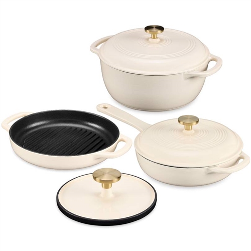 6-Piece Cream Cast Iron Cookware Set