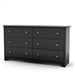 Black 6 Drawer Bedroom Dresser with Nickle Metal Knobs Handles