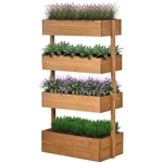 4 Tier Vertical Wooden Planter Box Raised Bed Natural
