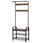 Entryway Modern Industrial Style Hall Tree Coat Rack Shoe Storage Bench