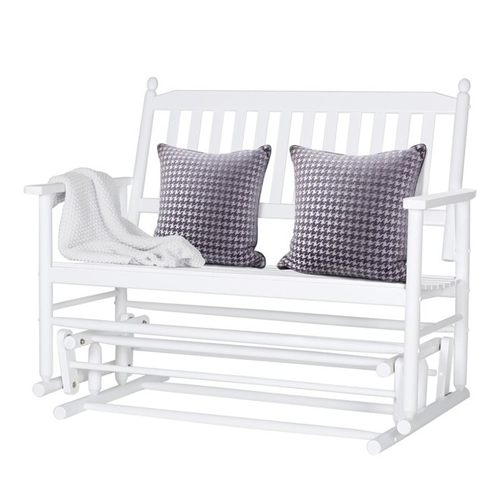 4 Ft Traditional White Patio Glider Swing Bench