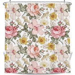 72"W x 84"H Vintage Floral Peony Pink Polyester Shower Curtain