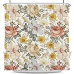 72"W x 84"H Vintage Floral Peony Yellow/Pink Polyester Shower Curtain