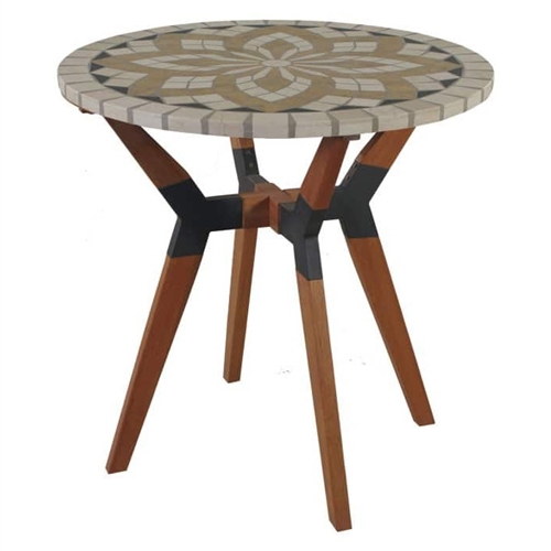 Farmhouse 30-inch Round Bistro Style Marble Outdoor Patio Table