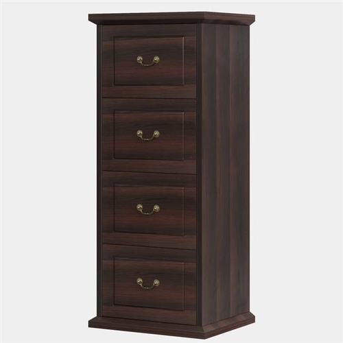 Traditional Wooden Walnut Vertical 4-Drawer Filing Cabinet Organizer
