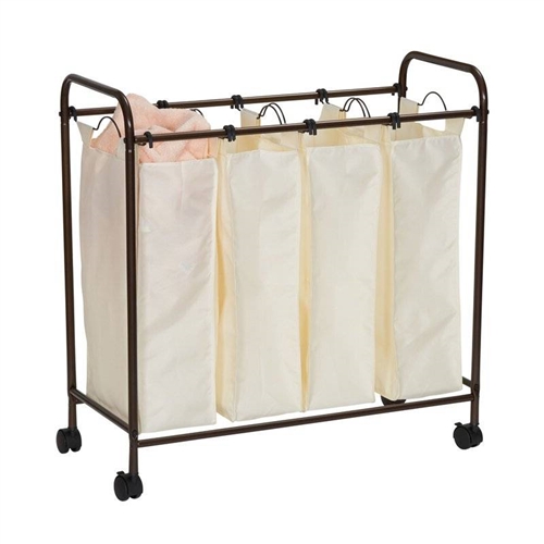 Farmhouse 4 Sections Wheeled Laundry Sorter