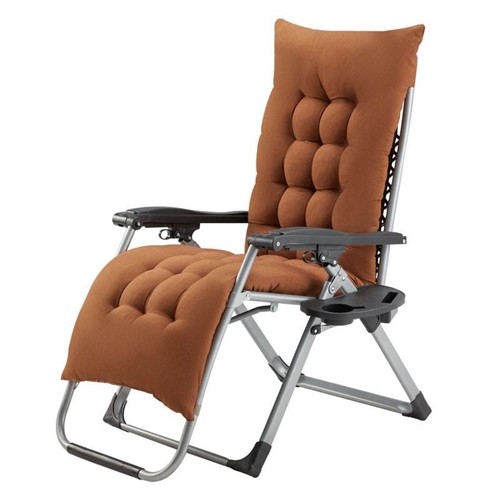 Plush Brown Folding Zero Gravity Recliner w/ Removable Cushion