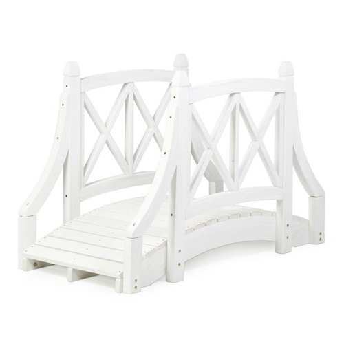 Durable White 4ft Canadian Hemlock Garden Bridge