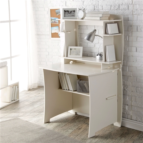 White Home Office Computer / Writing Desk with Hutch