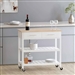 Modern White Kitchen Island Cart with Wood Top 2 Drawers and 2 Bottom Shelves