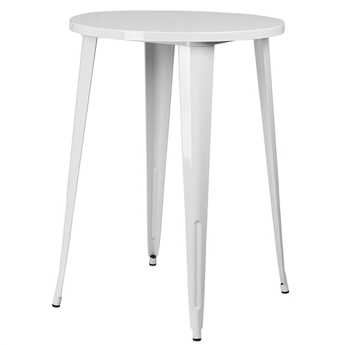 White 30-inch Round Outdoor Metal Bar Bistro Patio Table