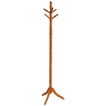 Oak Finish Twist Wood Coat Rack Entryway Hall Tree Hat Rack