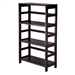 Wide 3-Shelf Modern Shelving Unit in Espresso Wood Finish