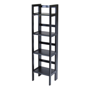 Black 4-Tier Shelf Folding Shelving Unit Bookcase Storage Shelves Tower