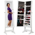 2-in-1 White Freestanding Mirror / Jewelry Organizer Armoire Cabinet