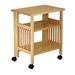 3-Shelf Folding Wood Printer Stand Cart in Natural with Lockable Casters