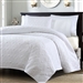 Full / Queen size White Quilted Coverlet Set with 2 Shams with Classic Stitch Pattern