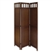 3-Panel Wooden Folding Room Divider Screen in Walnut Finish