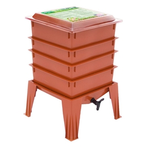 Terra Cotta Composter Worm Compost Bin Made from Food Grade Plastic
