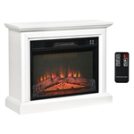 31 inch White Electric Fireplace Heater Dimmable Flame Effect and Mantel w/ Remote Control