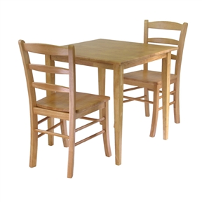 3 Piece Wood Dining Set in Light Oak Finish