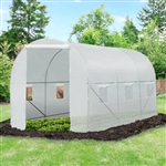 14.7 Ft x 6.5 Ft Outdoor Greenhouse w/ Heavy Duty Steel Frame and White PE Cover