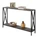 Weathered Grey Wood Console Sofa Table with Bottom Shelf and Metal Frame