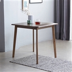Solid Wood 27.6 inch Square Mid-Century Dining Table in Walnut Brown Finish