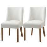 Set of 2 Modern High Back Nail heads Diamond Stitches Upholstered Dining Chairs, Creamy White