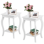 Modern Nightstand End Table Storage in White - Set of 2