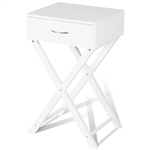X-Shape 1 Drawer Nightstand End Side Table Storage in White