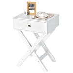 X-Shape 1 Drawer Nightstand End/Side Table Storage in White
