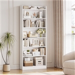 7-Tier Tall Modern Bookcase  Space-Saving Storage Shelf - White