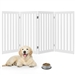 Folding 4-Panel Dog Gate Pet Fence in White Wood Finish