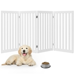 Folding 4-Panel Dog Gate Pet Fence in White Wood Finish