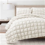 Full/Queen Soft Lightweight Puff Textured 3-Piece Comforter Set in Off White