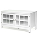 White Wood Entertainment Center TV Stand with Glass Panel Doors