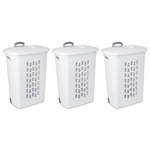 Set of 3 Laundry Hamper Dirty Clothes Baskets with Lids with Roller Wheels